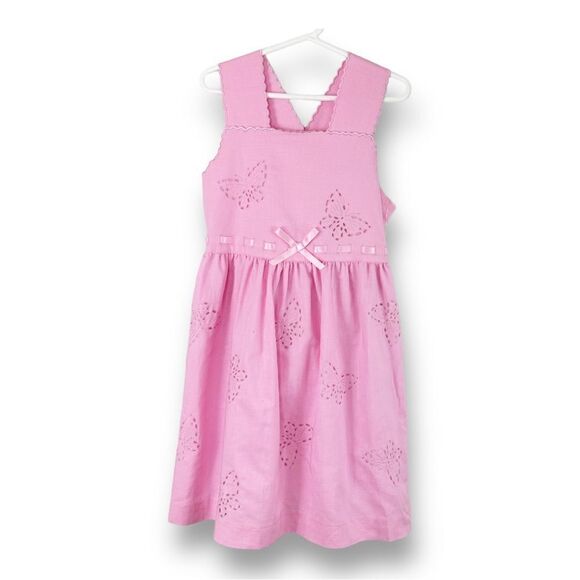 Lilly Pulitzer Linen Pink Butterfly Eyelet Sundress w/Back Button Detail New 5 - Picture 1 of 15